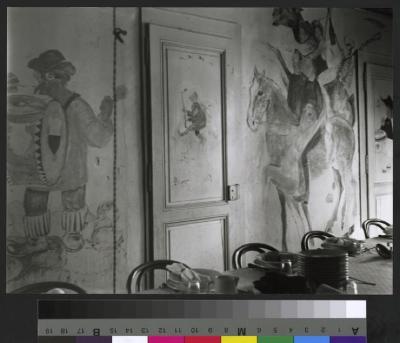 Le réfectoire des médecins: fresques. Le réfectoire se trouvait dans le corps de bâtiments situé au nord de la cour principale de l'hôpital cantonal.