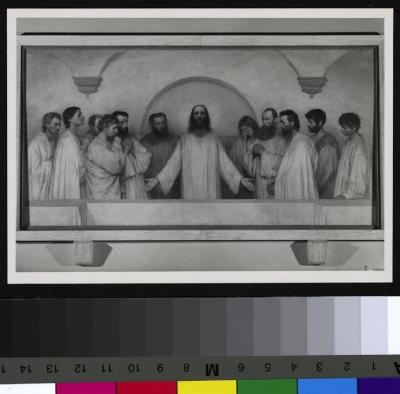 Chapelle de l'hôpital cantonal attenante à l'institut d'anatomie pathologique: intérieur, tableau de la Cène.