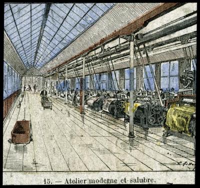 Santé publique: il s'agit d'une reproduction d'une lithographie utilisée dans le cadre d'une campagne pour l'améloration des conditions de travail dans les ateliers afin de lutter contre la tuberculose.