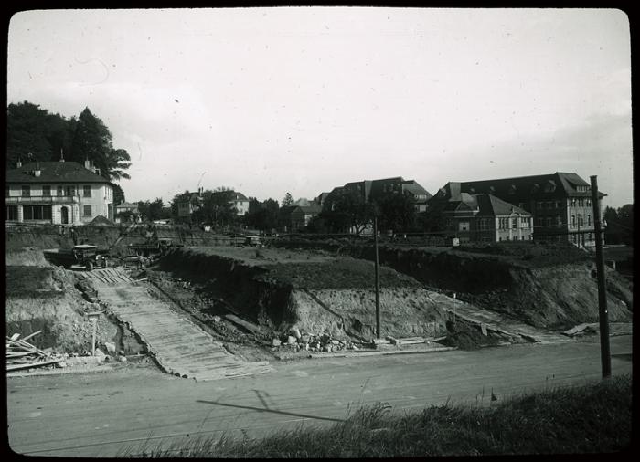 Vue sur le chantier de l'hôpital Nestlé, 1931.
